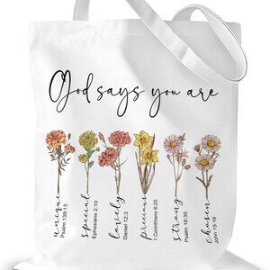 Brand New Christian Tote Bag 16x13 God Says You Are Canvas
